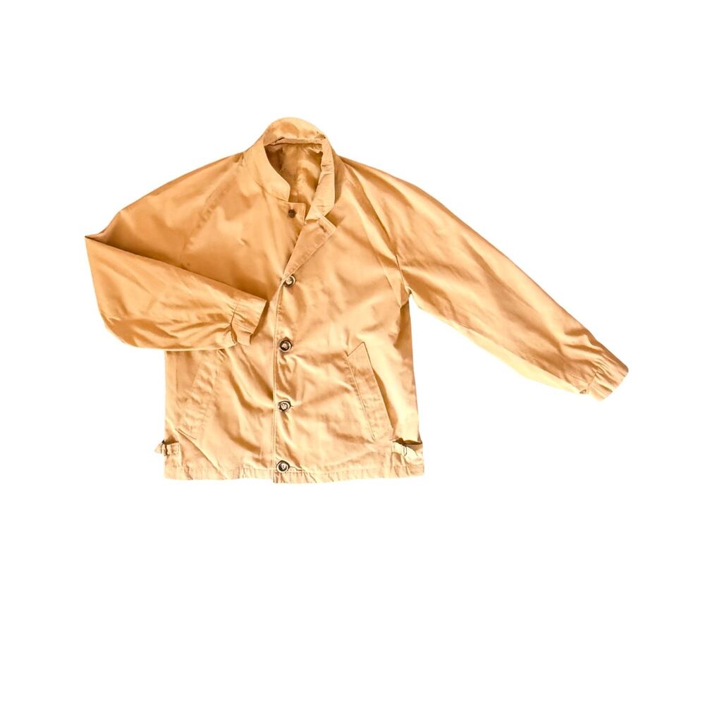 Mighty Mac Jacket Mens 38 Tan Cotton Lined Button Front Lightweight Vintage USA